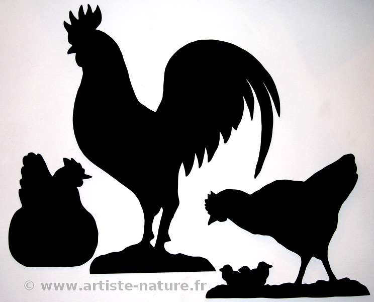 Decors poule et coq, finition ardoise noir