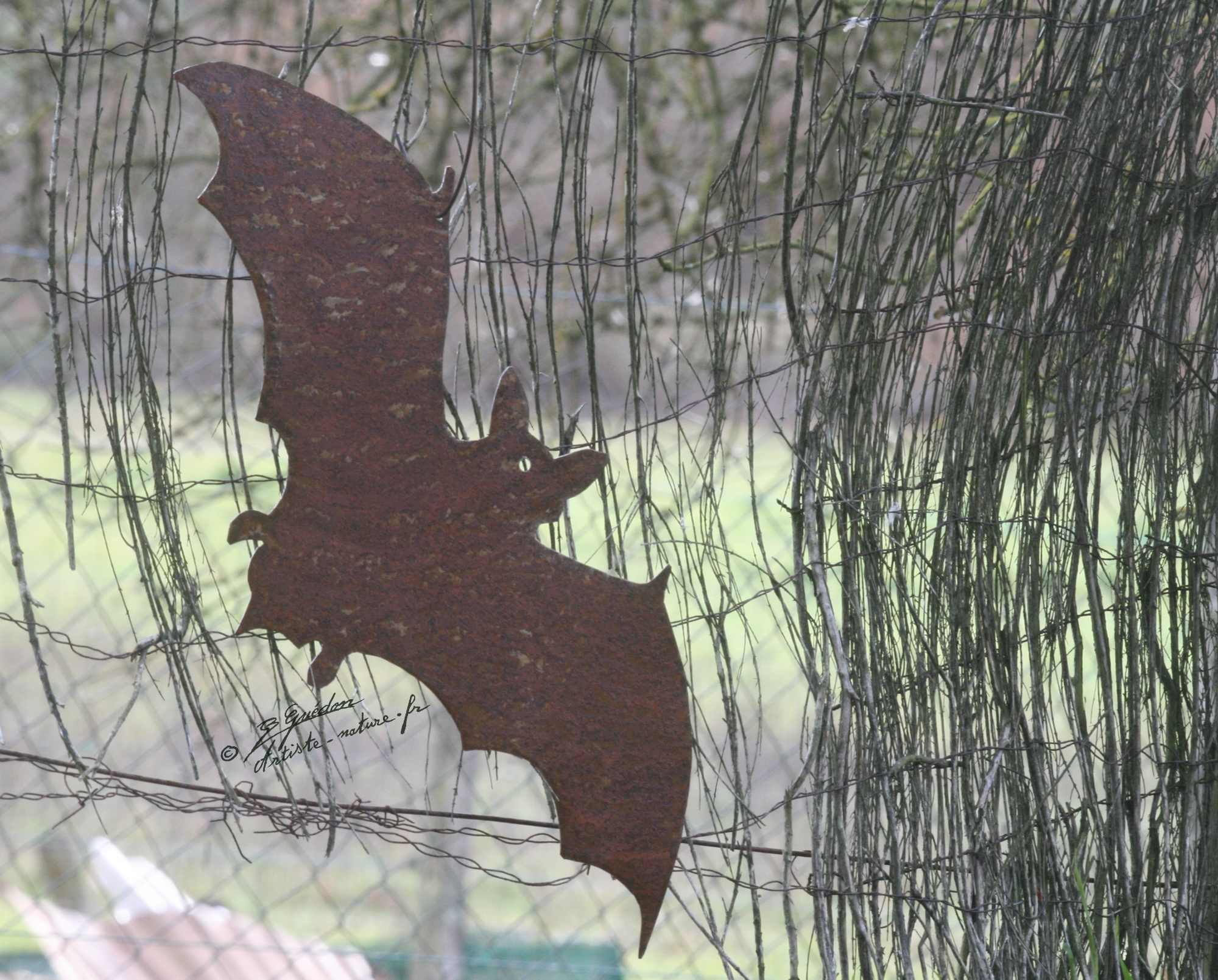 Décor Chauve souris Murin en acier rouillé ou corten