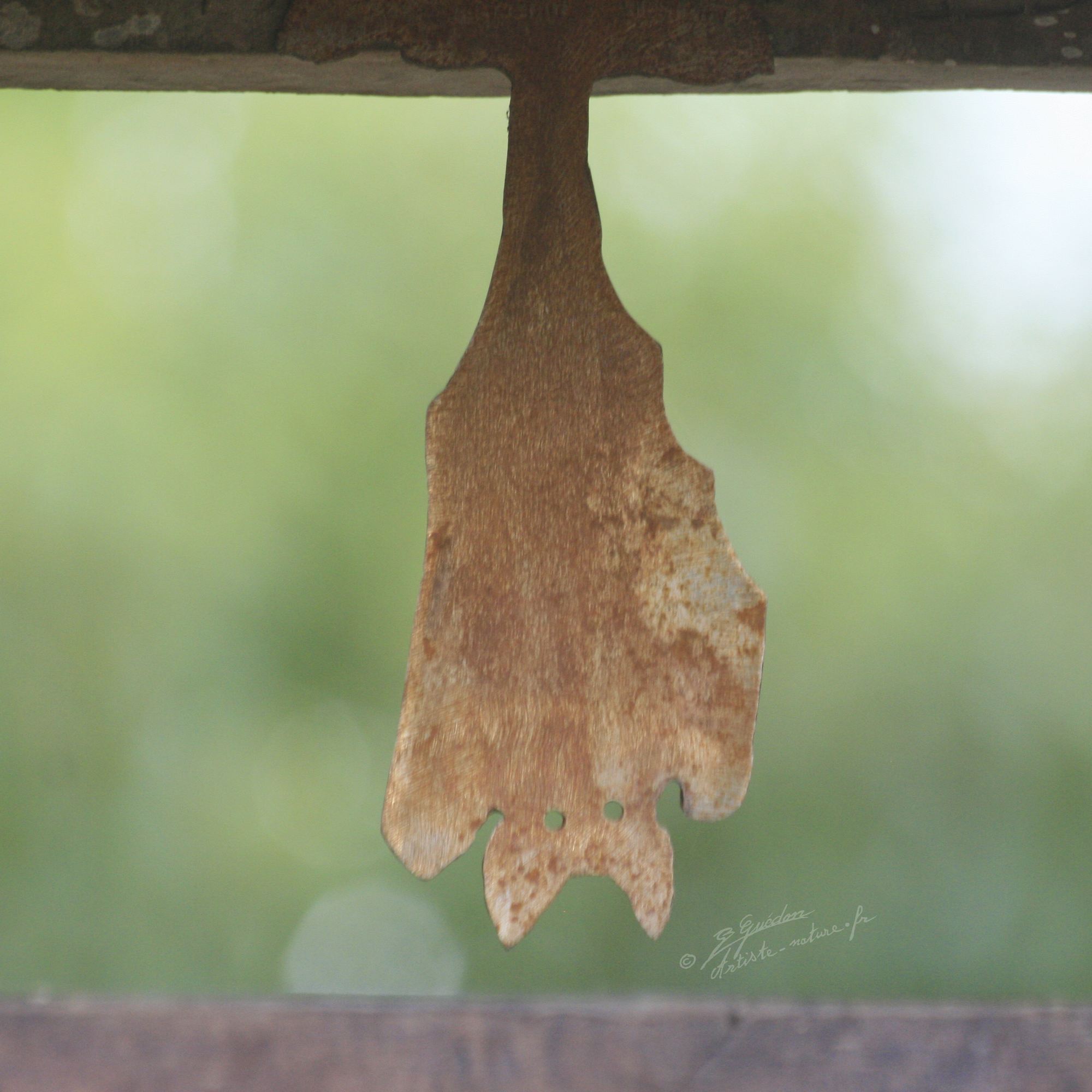 Décor Chauve souris suspendue en acier rouillé corten