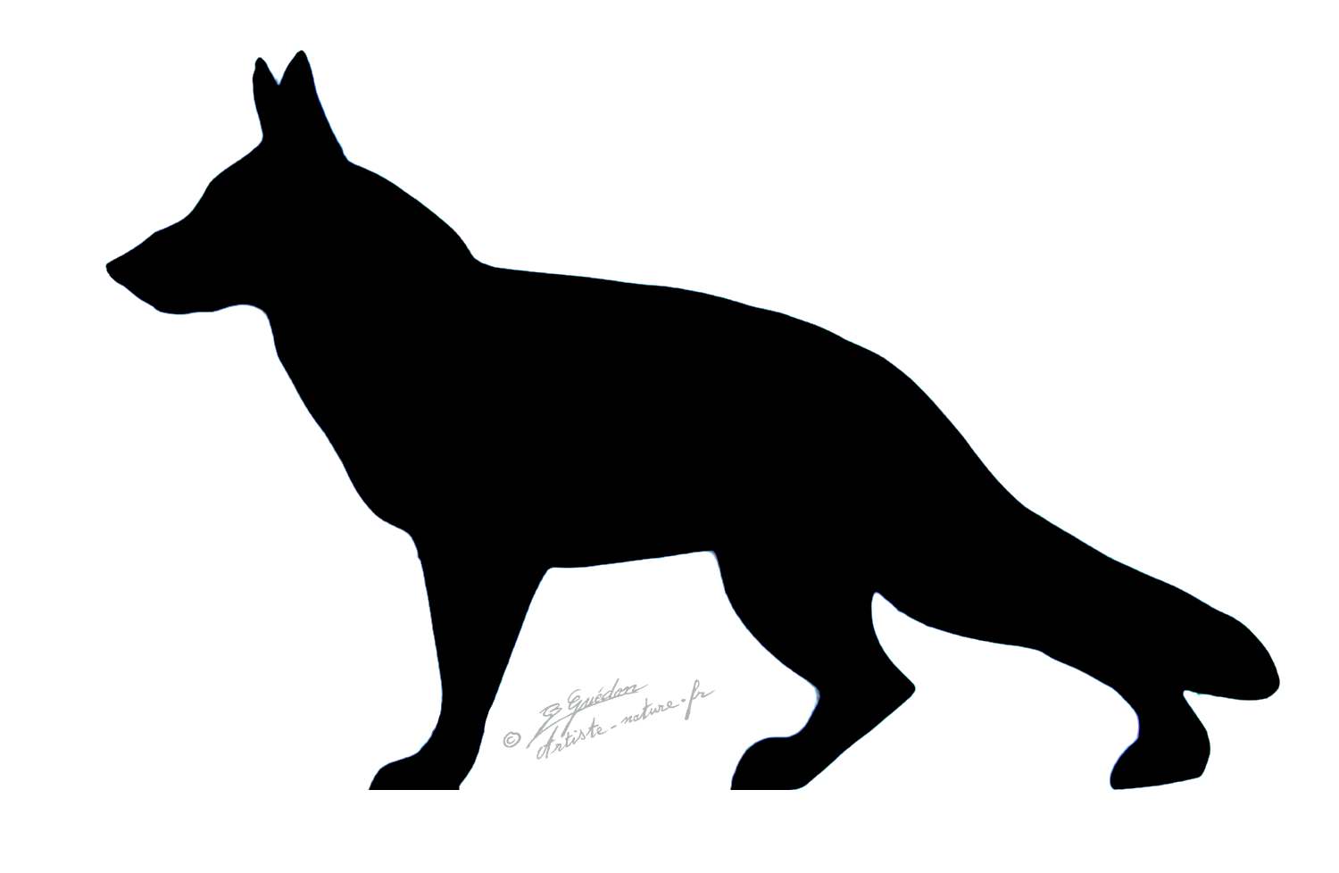 Silhouette chien Berger Allemand en acier noir