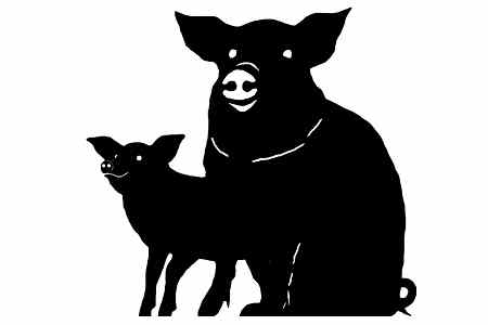 Cochon et son petit en acier corten ou acier noir 