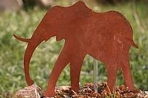 Décor éléphant d'Afrique en acier rouillé ciré