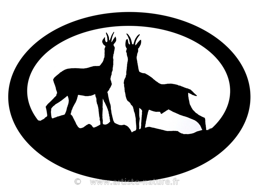 Silhouette chamois de forme ovale en acier