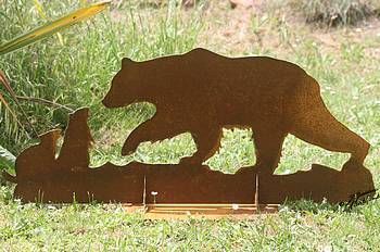 Decor acier rouillé corten ours artisanal