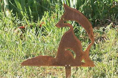 silhouette Renard en acier corten avec option pic pour enfoncer dans le sol