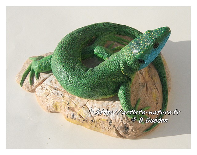 Sculpture Lézard Vert Bernard Guédon